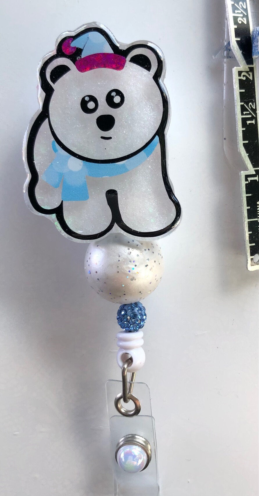 Polar Bear - 2" retractable Badge Reel with Alligator Clip. Great for anyone required to wear a badge