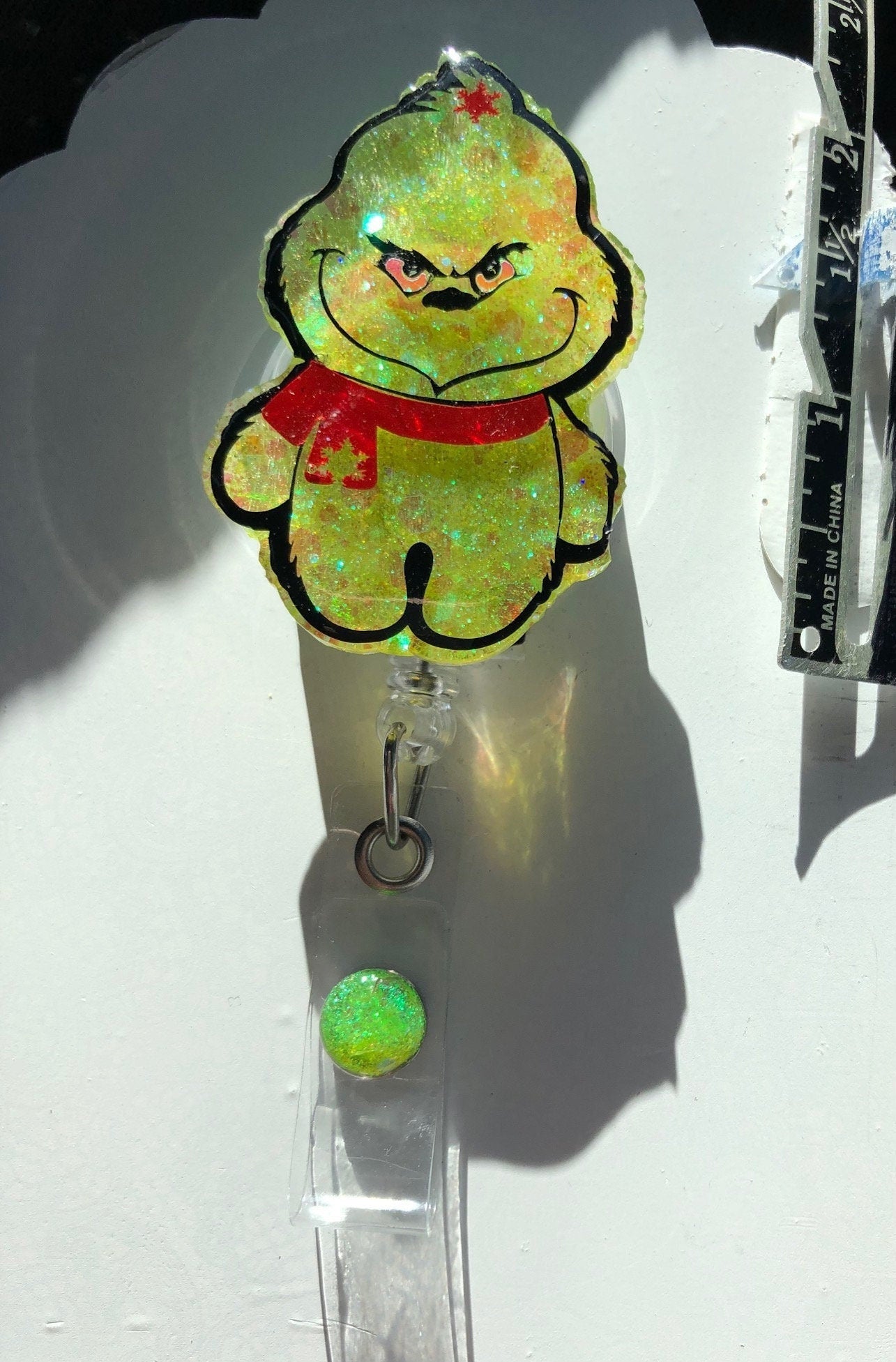 Little Furry Thing - Christmas - 2" retractable Badge Reel with Alligator Clip. Great for anyone required to wear a badge