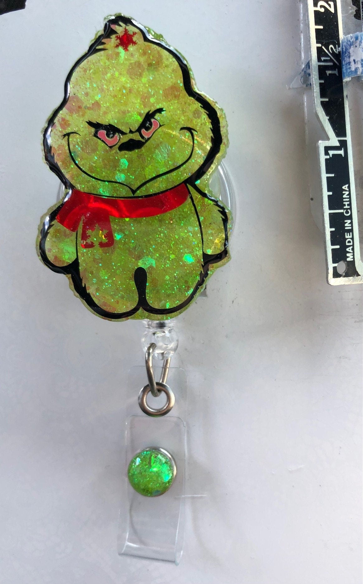 Little Furry Thing - Christmas - 2" retractable Badge Reel with Alligator Clip. Great for anyone required to wear a badge