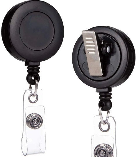 Retractable Alloy Badge Reel with ALLIGATOR Clip / Alloy Reels are heavier and work best on sturdier material!