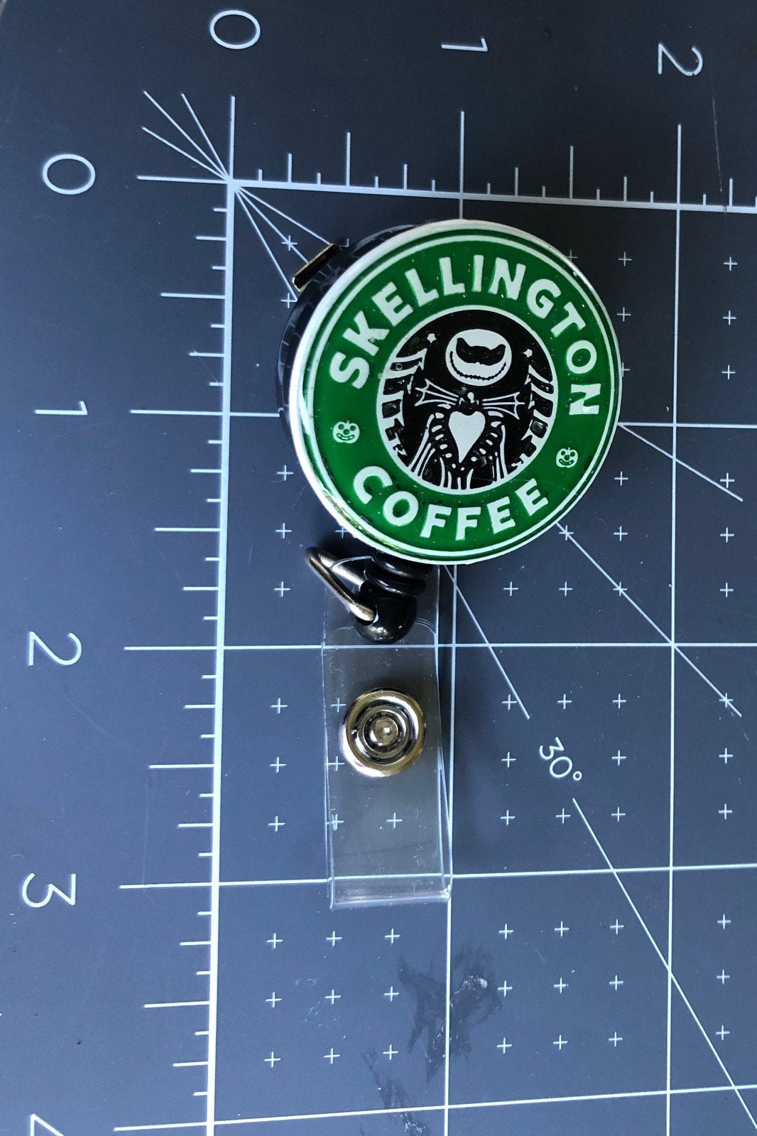 Badge Reel - Coffee - retractable Badge Reel with ALLIGATOR Clip.