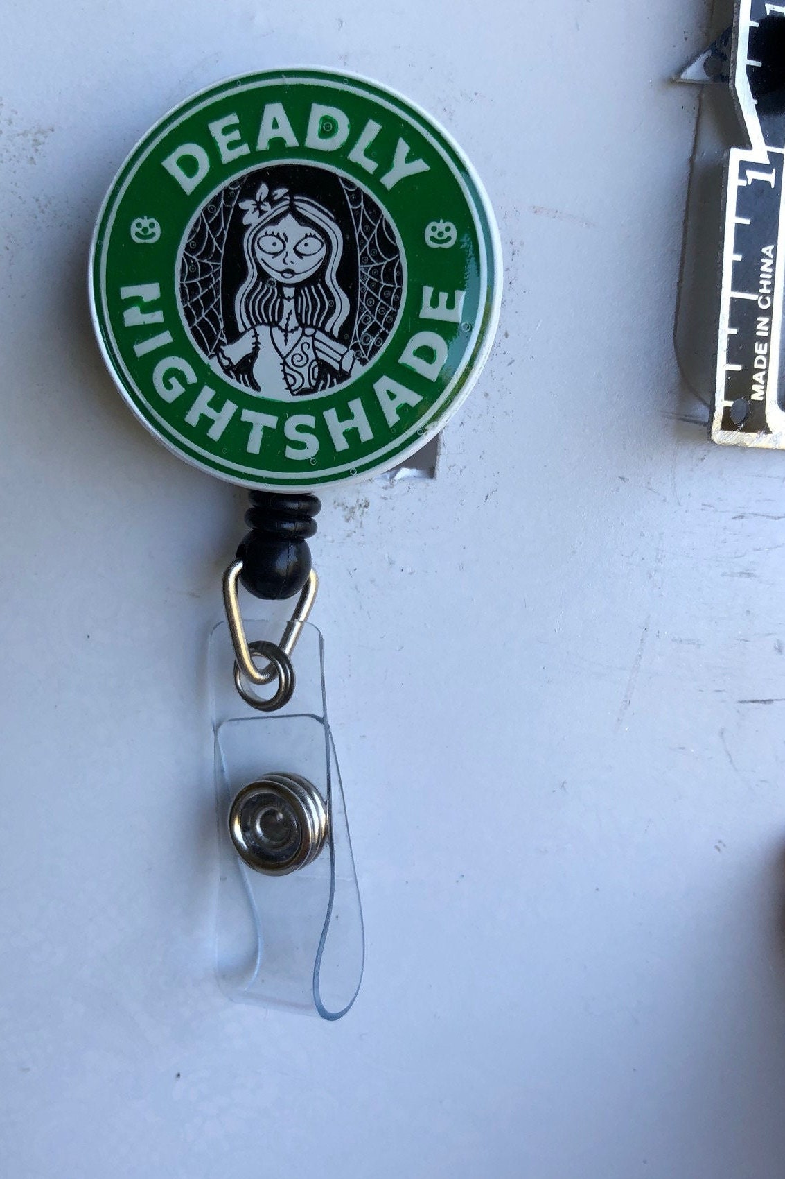 Badge Reel - Coffee - retractable Badge Reel with ALLIGATOR Clip.