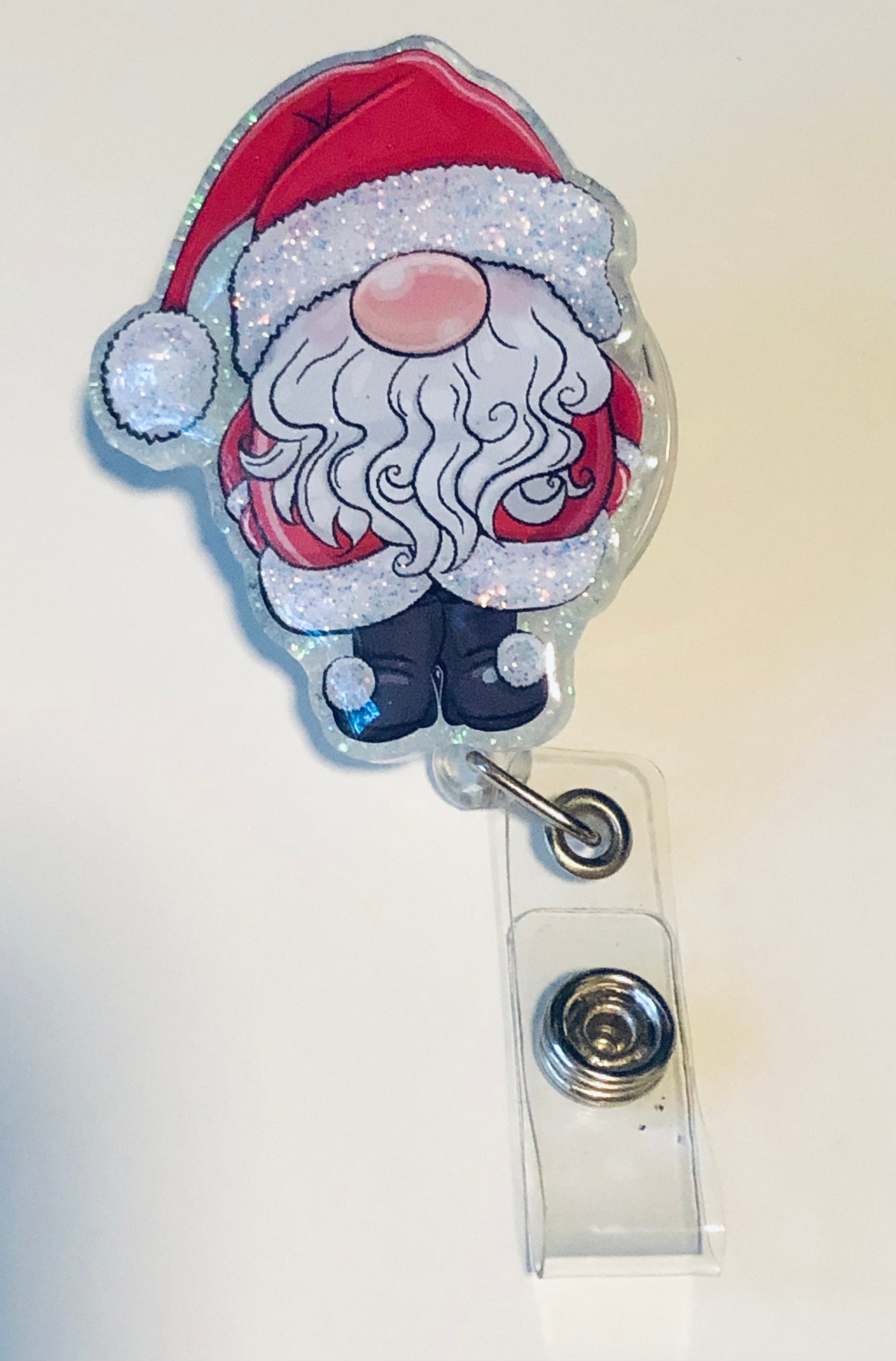 Christmas - Santa Claus - 2 retractable Badge Reel with Alligator Clip. Great for anyone required to wear a badge