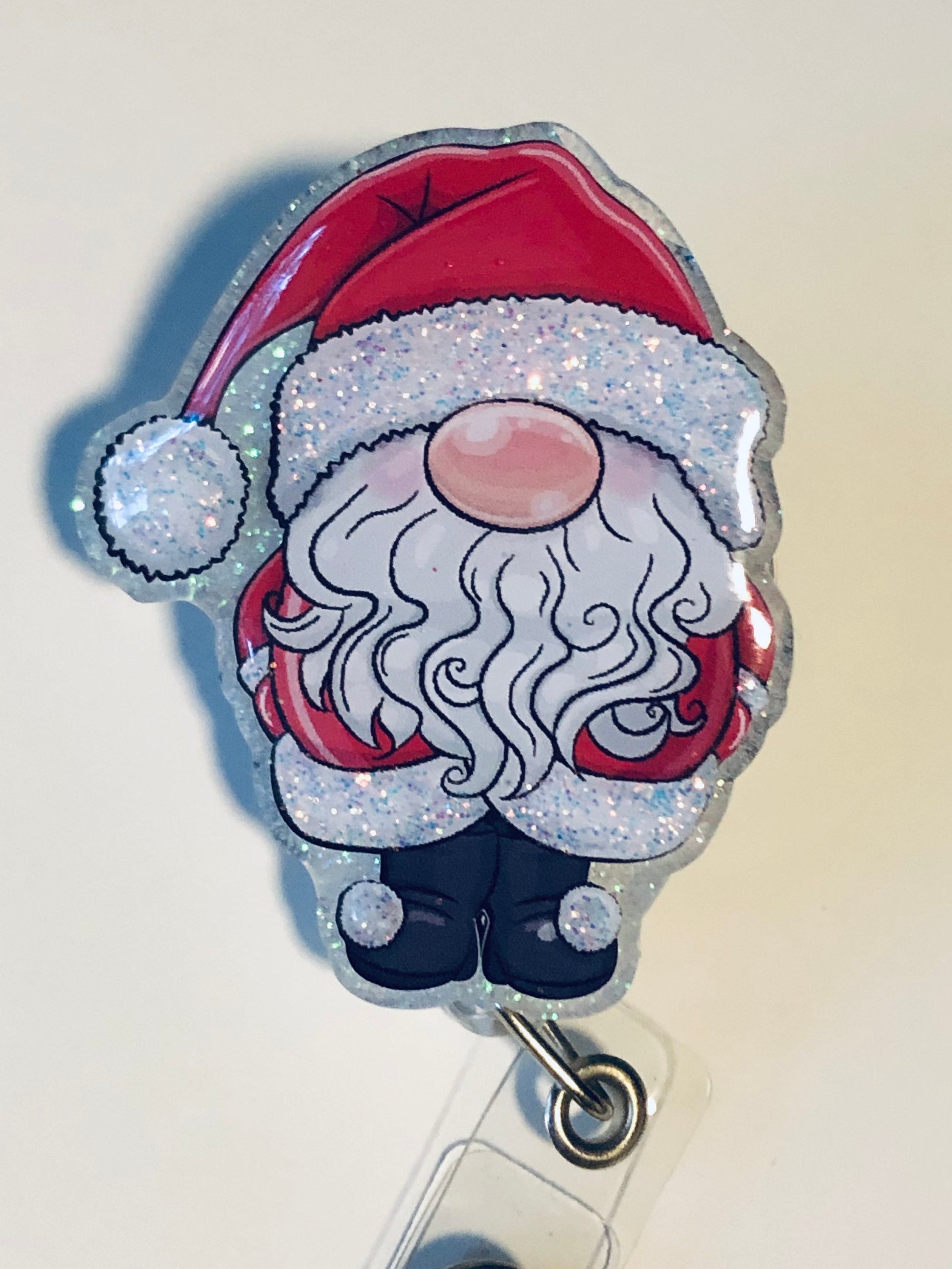 Christmas - Santa Claus - 2 retractable Badge Reel with Alligator Clip. Great for anyone required to wear a badge