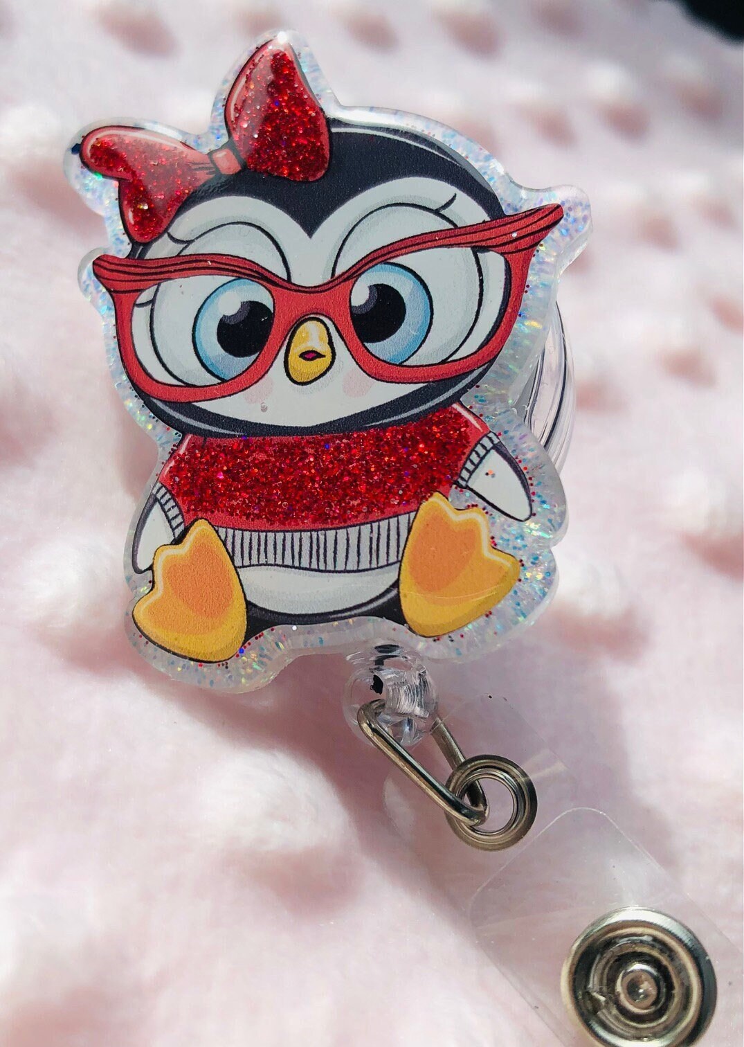 Cute Penguin - retractable Badge Reel with Alligator Clip. Great for anyone required to wear a badge