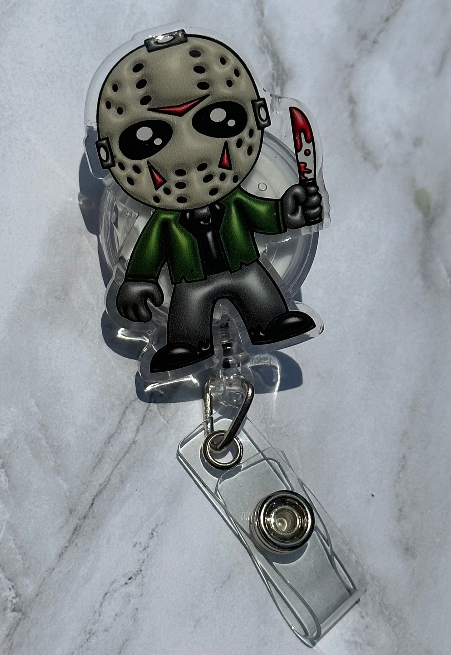 Halloween - NO GLITTER - Acrylic - retractable Badge Reel with ALLIGATOR clip. Great for anyone required to wear a badge