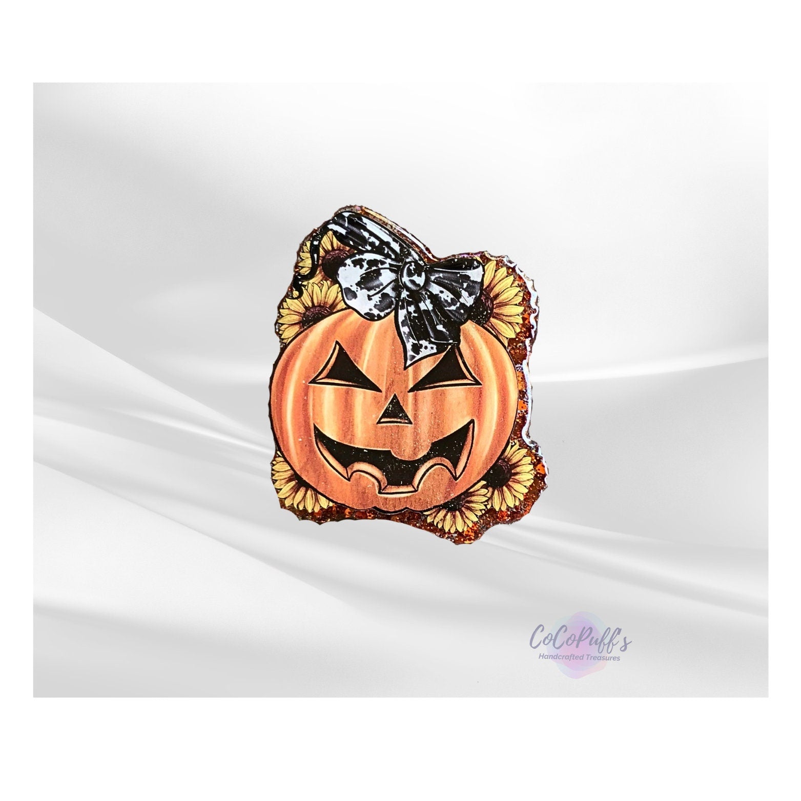 Halloween Pumpkin - Badge Reel - retractable Badge Reel with ALLIGATOR Clip.