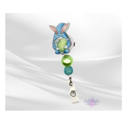 Cute Easter Gnome - 2" retractable Badge Reel with Alligator Clip. Great for anyone required to wear a badge