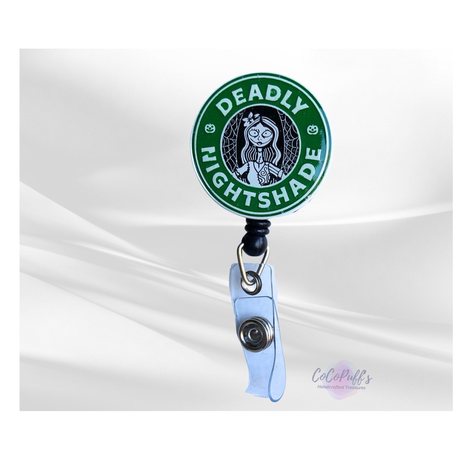 Badge Reel - Coffee - retractable Badge Reel with ALLIGATOR Clip.