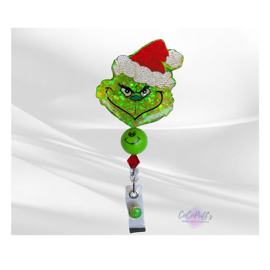 Christmas - 2.5" retractable Badge Reel with Alligator Clip. Great for anyone required to wear a badge