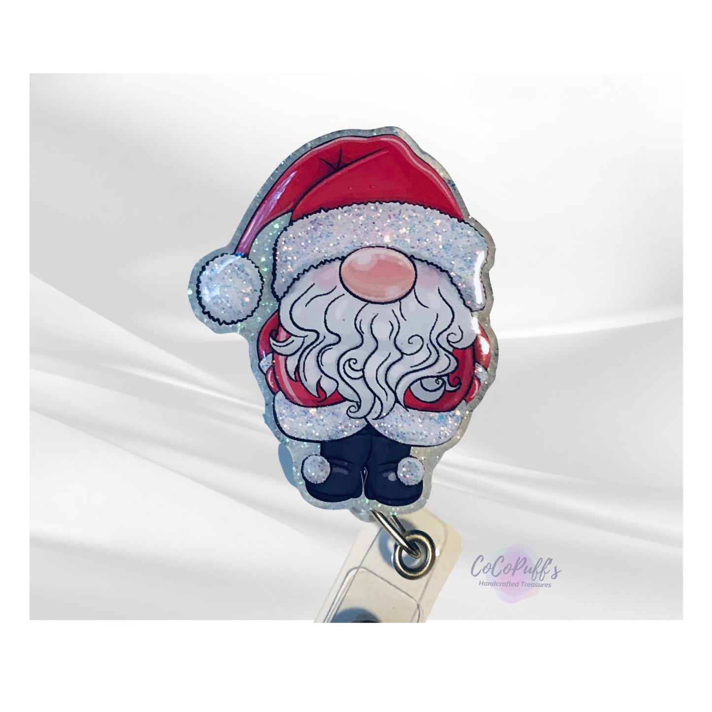 Christmas - Santa Claus - 2 retractable Badge Reel with Alligator Clip. Great for anyone required to wear a badge