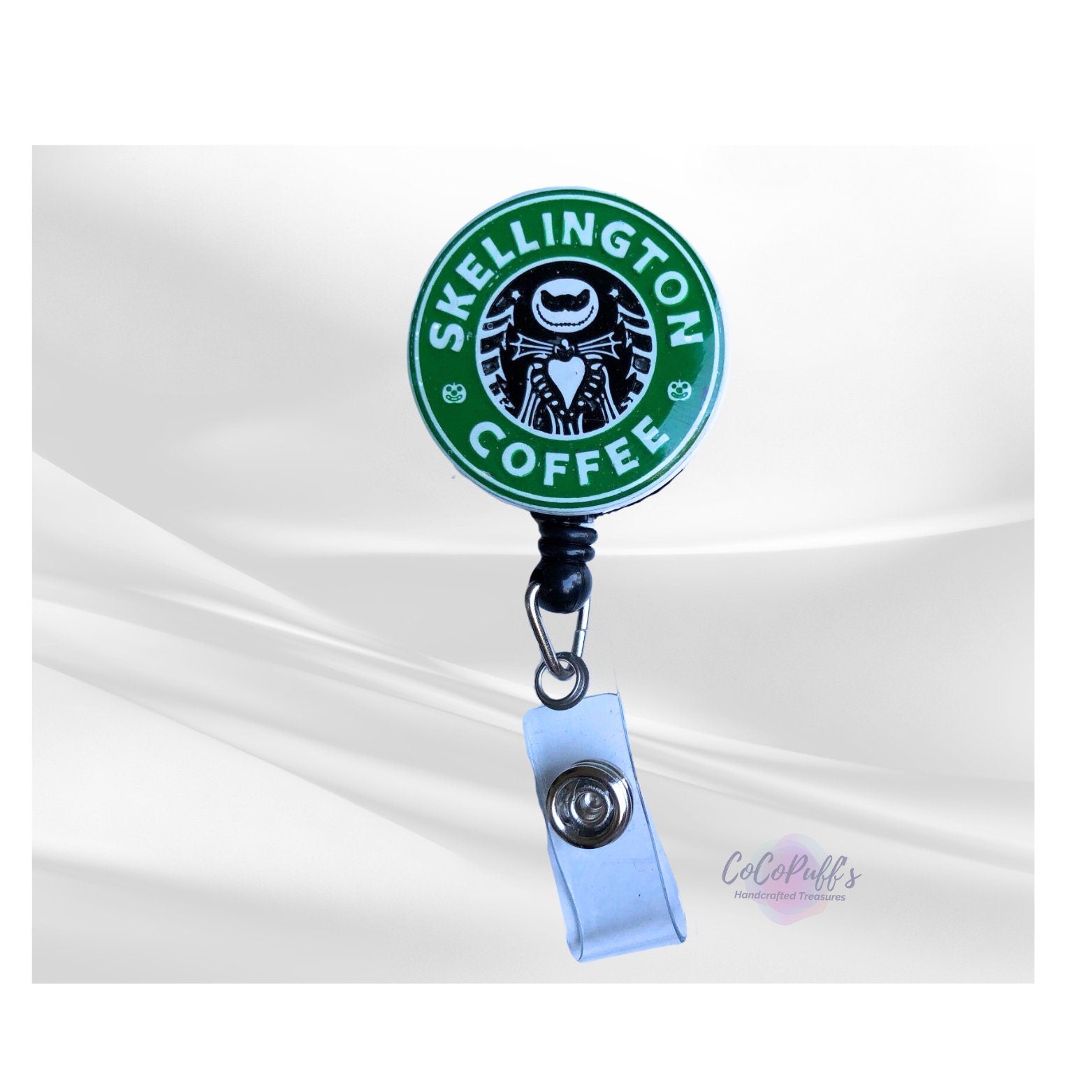 Badge Reel - Coffee - retractable Badge Reel with ALLIGATOR Clip.