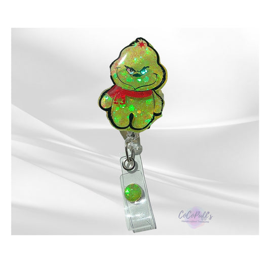 Little Furry Thing - Christmas - 2" retractable Badge Reel with Alligator Clip. Great for anyone required to wear a badge