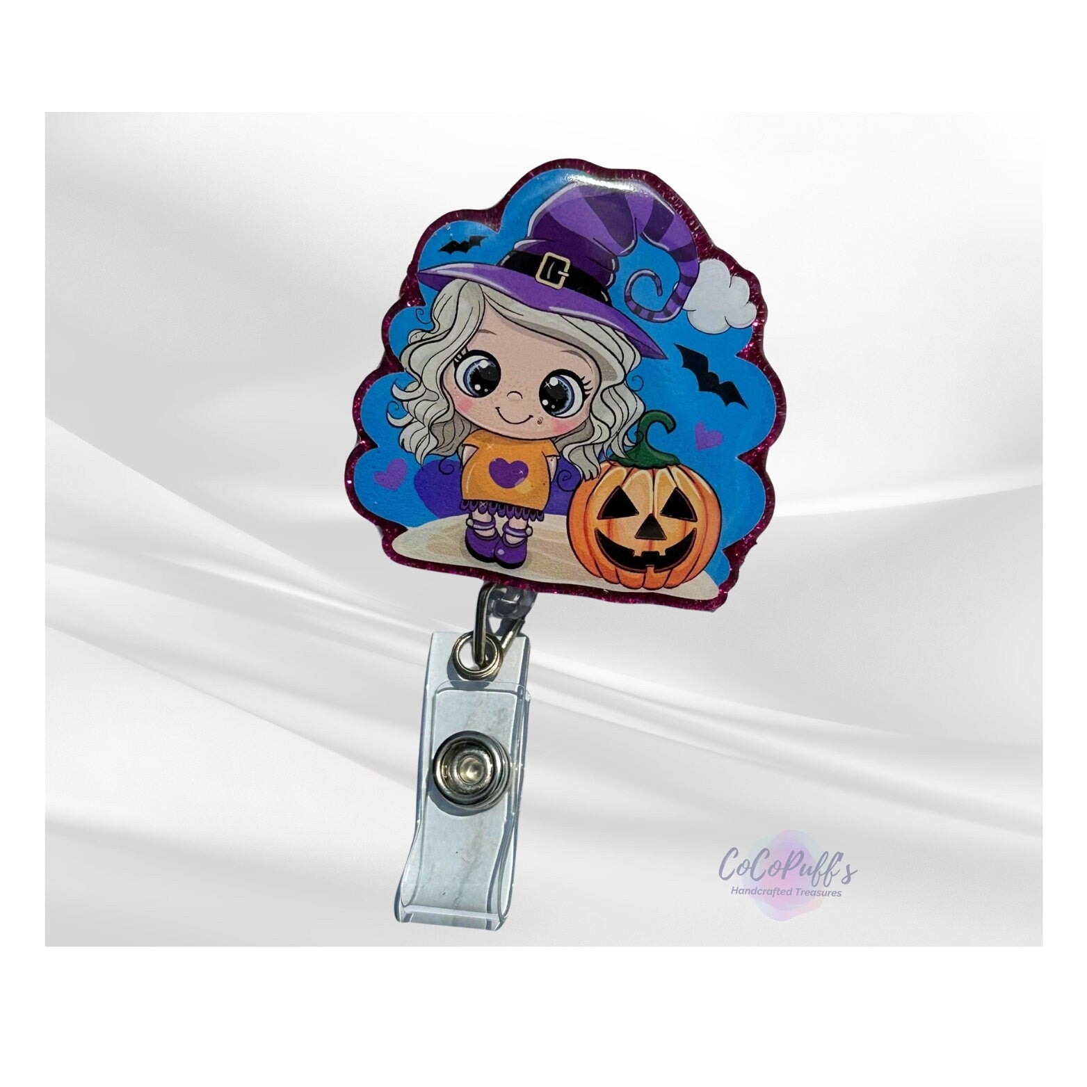 Halloween - Badge Reel - retractable Badge Reel with ALLIGATOR Clip.